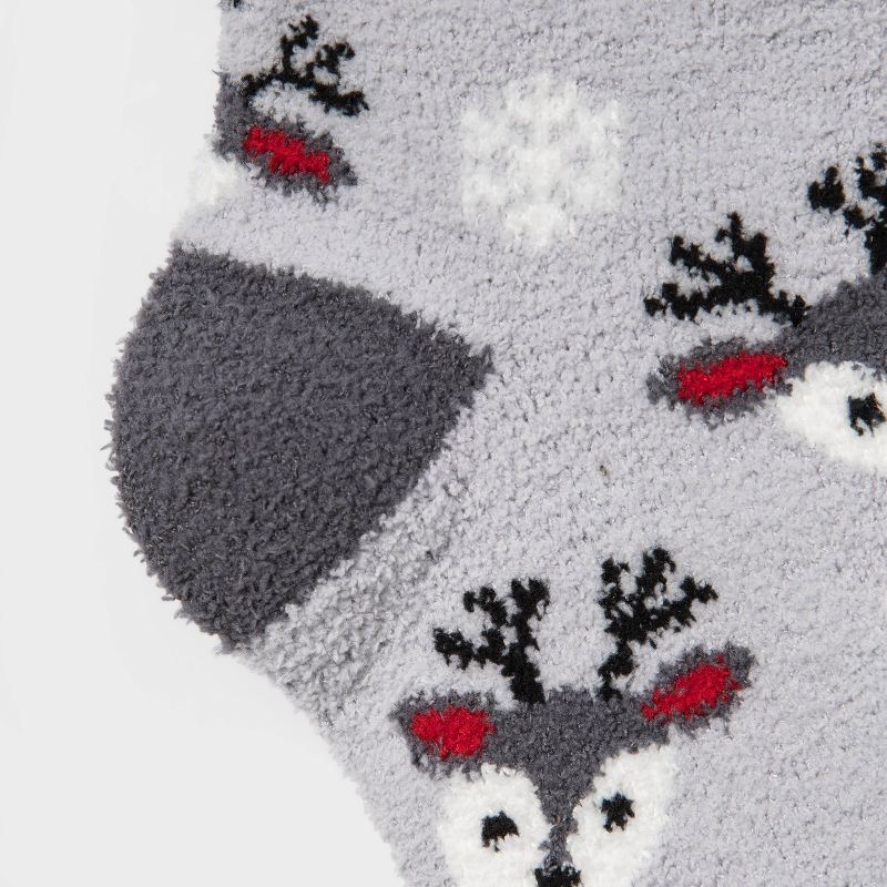 Women&#39;s Reindeer Cozy Holiday Crew Socks - Wondershop&#8482; Gray 4-10, 4 of 5