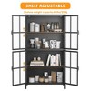 HDZNVF Premium Black Metal Storage Cabinet with Tempered Glass Doors, Adjustable Shelves, Anti Tipping Device - 4 of 4