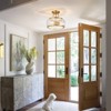 LLHZSY 12" 3-Light Modern Semi Flush-Mount Ceiling Light Fixture with Vertical Striped Glass Kitchen Foyer Hallway Drum Round-Gold Finish - 3 of 4