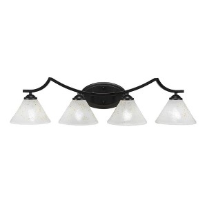 Toltec Lighting Zilo 4 - Light Vanity in  Matte Black with 7" Gold Ice Shade - 1 of 1
