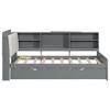 NicBex Twin Platform Bed 81" L Modern Wooden Bed Frame with Storage Headboard, Shelves, Trundle for Bedroom, Guest Room, No Box Spring Required - 3 of 4