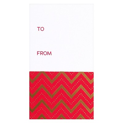 Zig Zag Striped Gift Tag Red