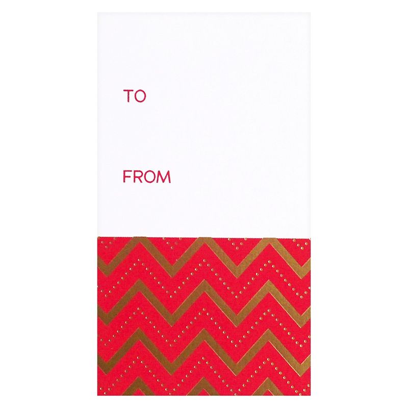 Zig Zag Striped Gift Tag Red, 1 of 2