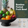 Black Bamboo Fruit Bowl - 11" Wooden Pedestal Bowl for Kitchen Counter or Dining Table, Modern Fruit Basket and Banana Holder - 2 of 4