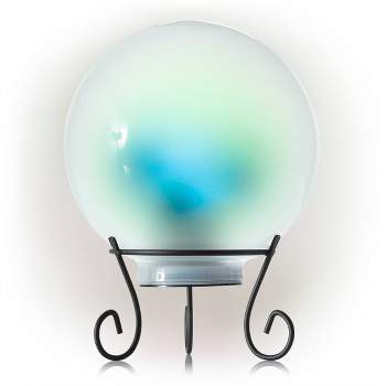 8" Glass Gazing Globe with Color Changing LED Lights White - Alpine Corporation
