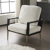 TiramisuBest Modern White Upholstered Accent Chair with Gold Legs, Wide Armrest, Pillow Back & Rubberwood Frame for Living Room or Balcony - 3 of 4