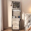 Small vanity with mirror and LED light, makeup table with charging station and storage shelf (for small spaces) - 2 of 4
