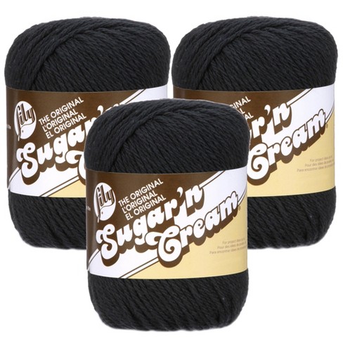 (Pack of 3) Lily Sugar'n Cream Yarn - Solids-Black