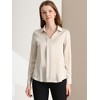 INSPIRE CHIC Women's Elegant V Neck Long Sleeve Office Work Satin Shirt - 4 of 4