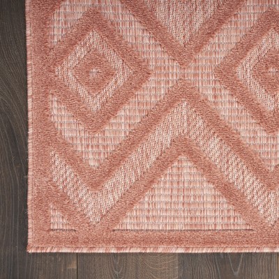Coral Orange Diamond Flat Woven 5' x 7' Indoor/Outdoor Rug