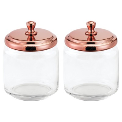 mDesign Glass Vanity Storage Organizer Canister Jar, 2 Pack