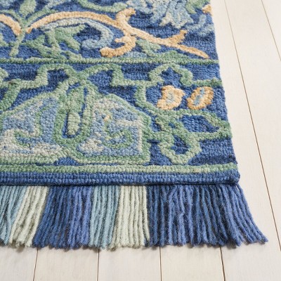 Handmade Tufted Wool Floral Blue 9' x 12' Area Rug