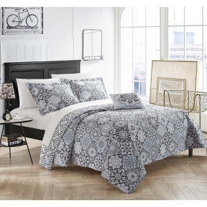 King 4pc Norwell Quilt Set Black - Chic Home