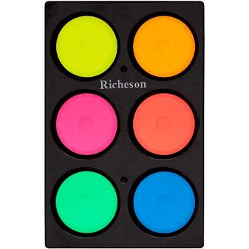 Jack Richeson Tempera Cakes, Small Size, Assorted Fluorescent Colors, Set of 6