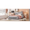 Okak Full Velvet Platform Bed Frame with Upholstered Bear-Shaped Headboard, Bed-End Storage Pocket for Kids Noise-Free Easy Assembly, Gray - 3 of 4