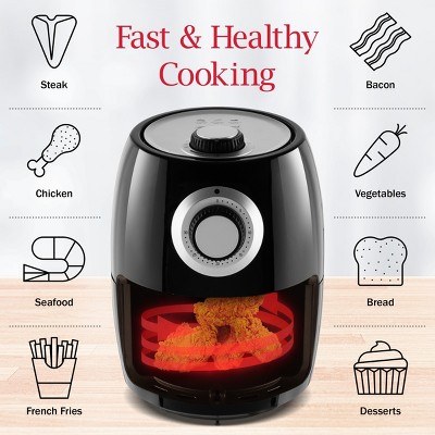 Compact Black 2.3-Quart Electric Air Fryer with Nonstick Interior