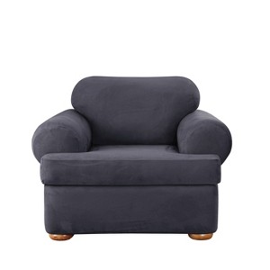 Stretch Suede T-Chair Slipcover Storm Blue - Sure Fit