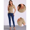 INSPIRE CHIC Women's Square Neck Solid Color Puff Short Sleeve Lace Up Gothic Blouse - 2 of 4