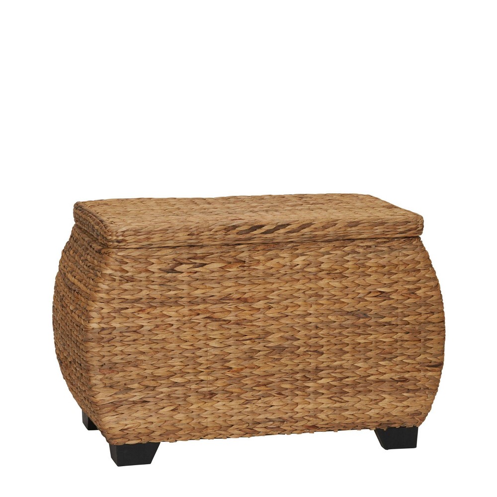 Photos - Clothes Drawer Organiser Household Essentials Large Curved Wicker Storage Chest with Liner Water Hyacinth: Brown Decorative Bin, 177 Volume Capacity