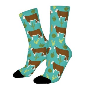 Hereford Cow Women Printed Crew Socks Funny Funky Socks Soft Polyester Novelty Gifts for Artists Men - 1 of 1