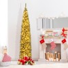 Tangkula 5/6/7/8/9FT Artificial Christmas Tree Pre-lit Pencil Xmas Tree with 296/390/499/591/699 Branch Tips 150/180/200/300/400 Warm White LED Lights - 2 of 4