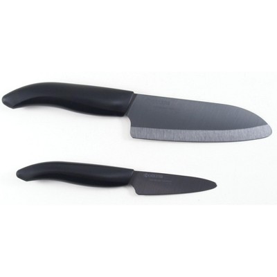 Kyocera Revolution Black Ceramic Paring Knife and Santoku Knife Set