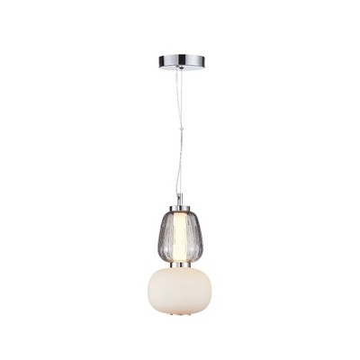 Cyra Chrome LED Pendant with White and Clear Glass Shades
