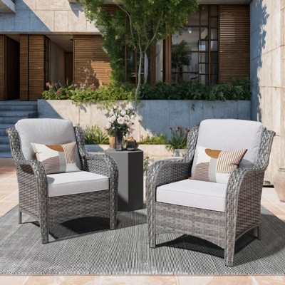XIZZI Wicker Patio Furniture Set with 3-Seat Sofa, Swivel Rocking Armchairs & Ottomans & Side Table, Modular Sectional Outdoor Conversation Sofa Set