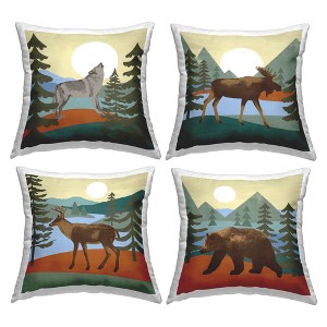 Stupell Industries Rustic Woodland Wildlife Silhouette Mountain Animals, 4 Pillows, Each 18 x 18 - 1 of 3