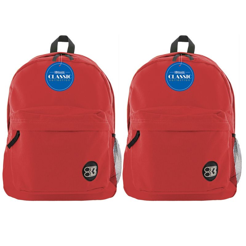 BAZIC Products® Classic Backpack 17" Red, Pack of 2, 1 of 7