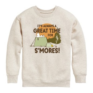 Boys' - Peanuts - Smores Snoopy Woodstock Graphic Long Sleeve Fleece Sweatshirt - 1 of 4
