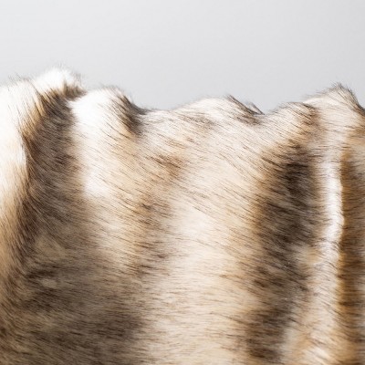 Beige Faux Fur Machine Washable Throw Blanket