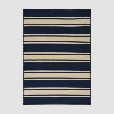 Cabana Stripe Outdoor Rug Navy/Ivory - Christopher Knight Home