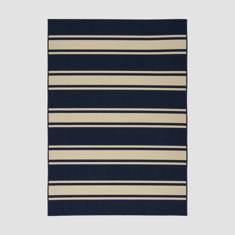 5'3in x 7' Cabana Stripe Outdoor Rug Navy/Ivory - Christopher Knight Home