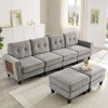 Whisen 115" Modern U-shaped Sectional Sofa, Upholstered Couch with Two Movable Ottomans and Side Tables - 2 of 4