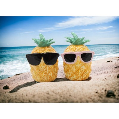 Tropical Ceramic Pineapple Sunglasses Salt and Pepper Shakers
