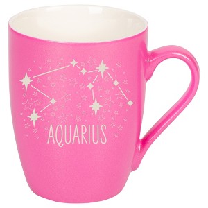 100 North Zodiac 10 Ounce Pink Metallic Finish, Comfortably Fits Your Hands, New Bone China Coffee Tea Cup Mug, Aquarius - 1 of 1