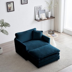 Modern Accent Chair with Ottoman, Living Room Club Chair Chenille Upholstered Armchair , Reading Chair for Bedroom - 1 of 4
