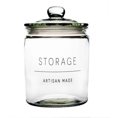 Amici Home Stockholm Glass Round Canister, Food Safe, Push Top Lid with Gasket, Airtight, For Storage, Dry Goods Container, 36 oz.