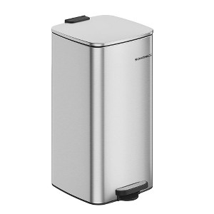 SONGMICS Kitchen Trash Can, 5.2/8 Gallon (20/30 L) Trash Bin, Stainless Steel Garbage Can, with Inner Bucket, Soft Close and Stays Open - 1 of 4
