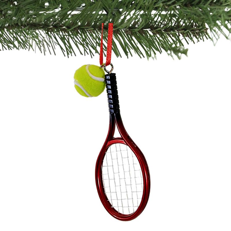 Kurt S. Adler 4.0 Inch Tennis Racket With Ball Ornament Realistic Details Strings Ball Tree Ornaments, 2 of 4