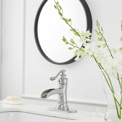 Brushed Nickel Single-Handle Waterfall Bathroom Faucet