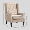 Wingback Accent Chair for Living Room, Button-Tufted Lounge Chair with Round Armrests and Wood Legs - 3 of 4