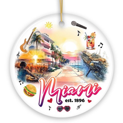 Artistic Miami Paradise Downtown Ornament, Unique and Cultural Florida Vacation Souvenir| OrnamentallyYou