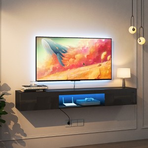 KTMBDW Floating TV Shelf, 63'' Wall Mounted TV Stand Floating TV Console Media Entertainment Under TV Shelf for Bedroom, Livingroom - 1 of 4