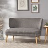 TiramisuBest Navy Blue Upholstered Settee, Button Tufted Loveseat with Wood Legs, Compact Sofa Bench for Small Spaces, Bedroom or Entryway - 3 of 4