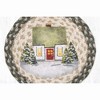 Earth Rugs Holiday Village 2 Round Trivet – 10" Winter Town Scene Braided Jute Hot Pad - 2 of 3