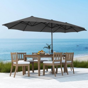 ELECWISH 13ft Outdoor Patio Umbrella, Double Sided Market Rectangle Umbrella with Crank Handle,Large Sun Shade for Outside Deck,Backyard,Garden - 1 of 4