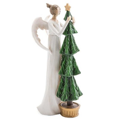 Wind & Weather Angel with Christmas Tree Indoor/Outdoor Holiday Sculpture