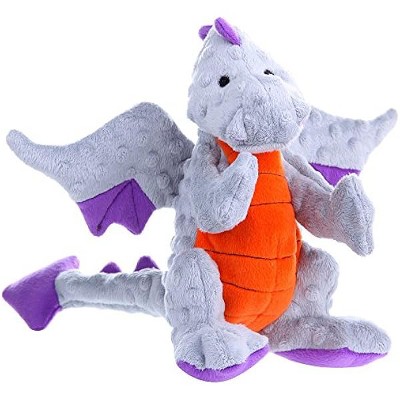 goDog Bubble Plush Dragons Squeaky Dog Toy, Chew Guard Technology - Gray, Small